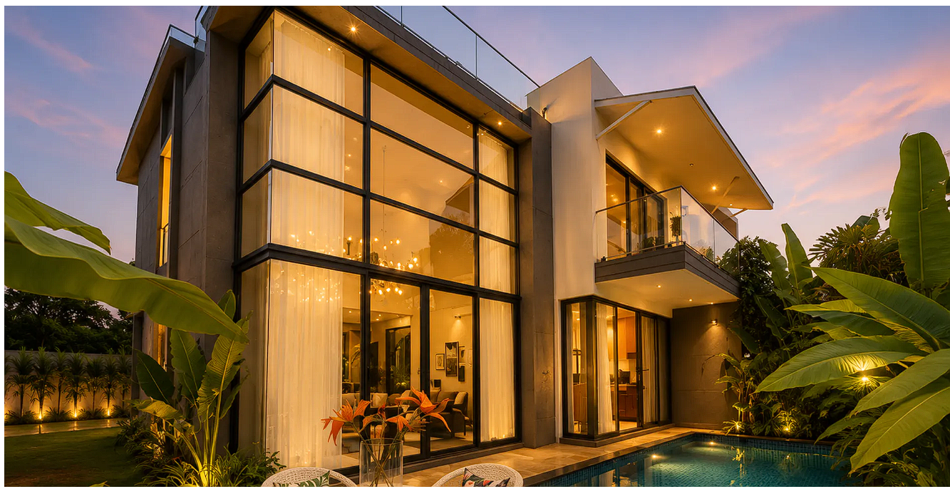 ELIVAAS PUro Sol | 3-BHK Villa In a Gated Complex With Private Pool & Bathtub | Near Popular Beaches
